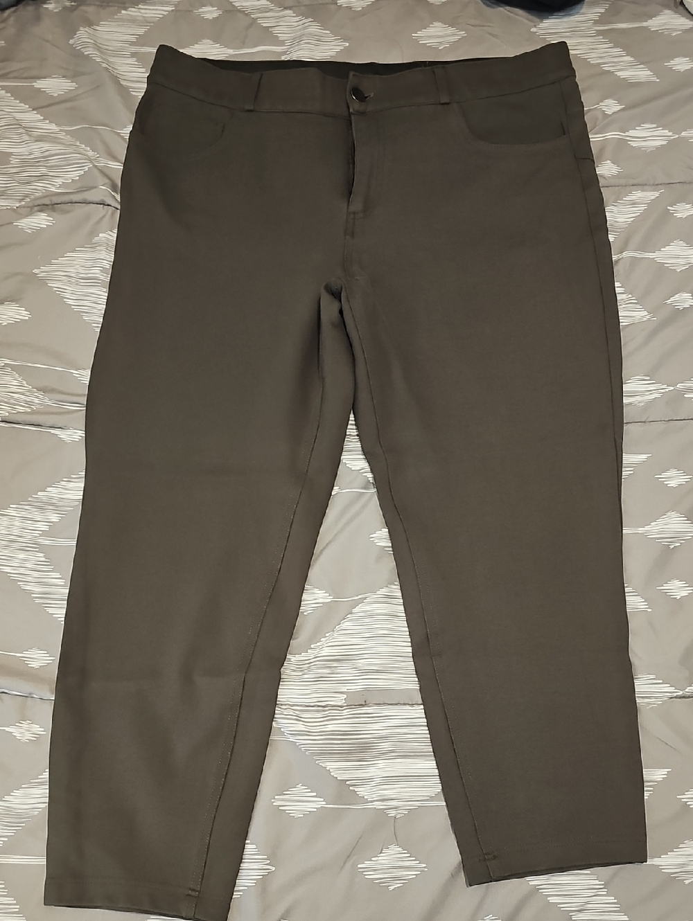 Cato Dark Olive Stretch Ankle Crop Ponte Pants